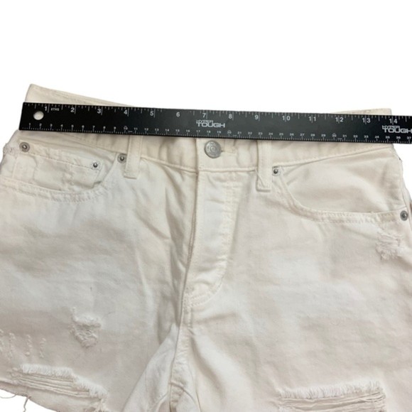 We The Free White Out Distressed Button Fly Denim Shorts - Picture 7 of 8
